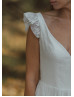 Cap Sleeves Ivory Lace V Back Graceful Wedding Dress